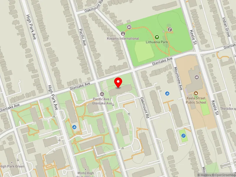 RentSafeTO apartment evaluation map view of 255 GLENLAKE AVE in Parkdale-High Park, Toronto