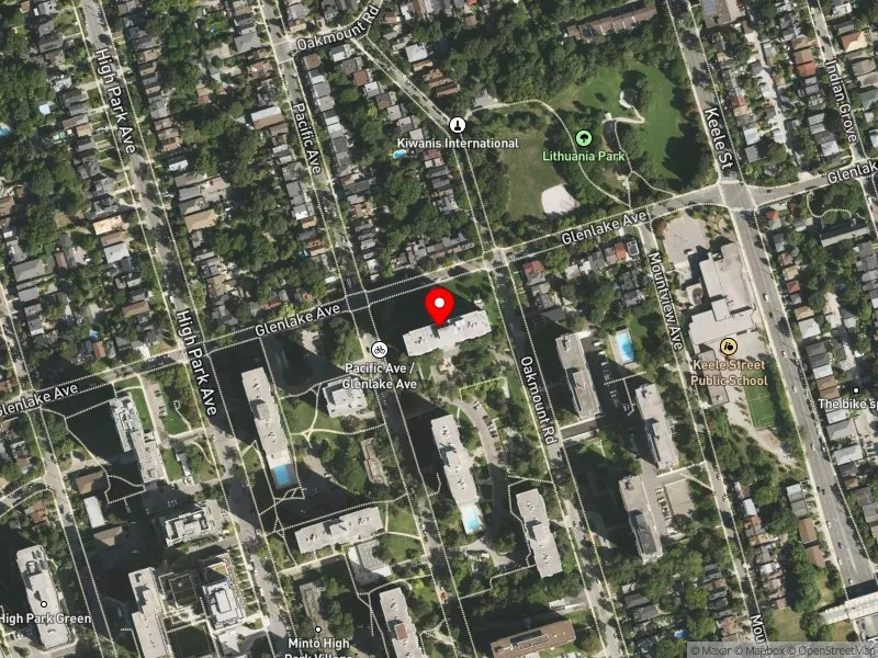 RentSafeTO apartment evaluation satellite view of 255 GLENLAKE AVE in Parkdale-High Park, Toronto