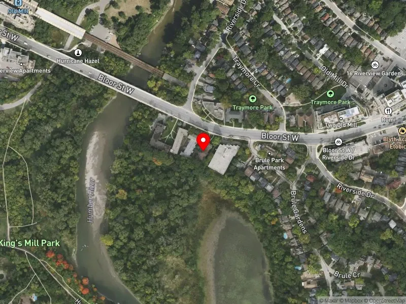 RentSafeTO apartment evaluation satellite view of 2553 BLOOR ST W in Parkdale-High Park, Toronto