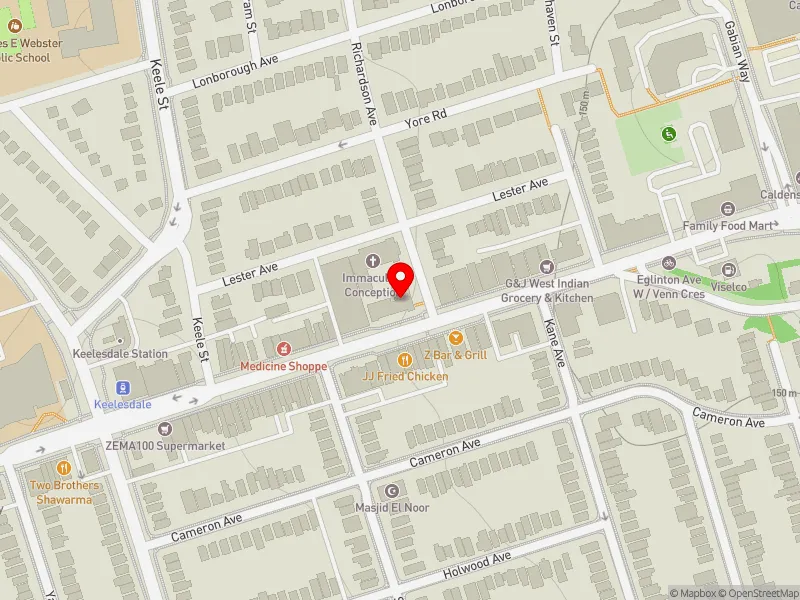 RentSafeTO apartment evaluation map view of 2558 EGLINTON AVE W in York South-Weston, Toronto