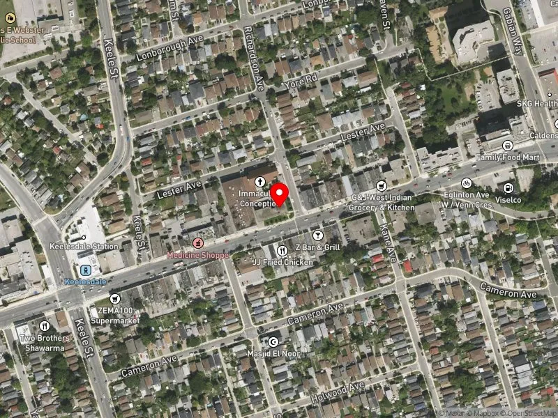 RentSafeTO apartment evaluation satellite view of 2558 EGLINTON AVE W in York South-Weston, Toronto