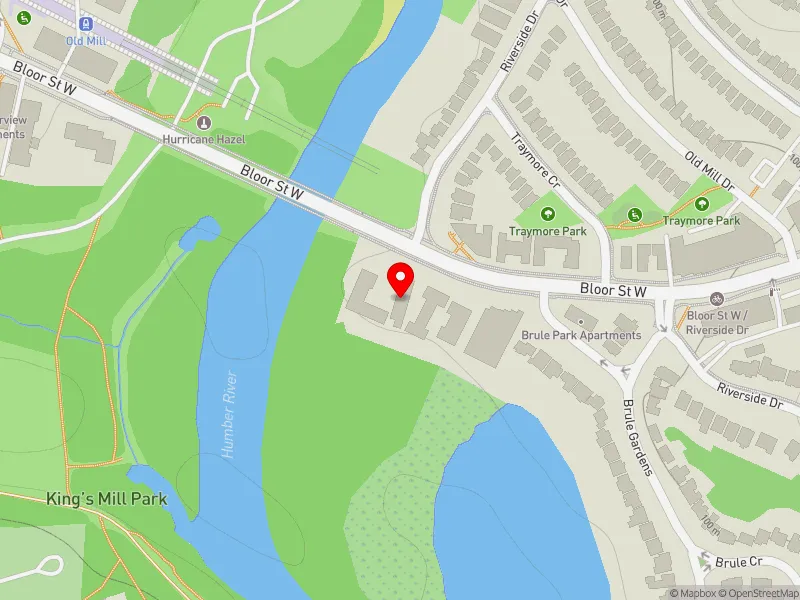 RentSafeTO apartment evaluation map view of 2559 BLOOR ST W in Parkdale-High Park, Toronto