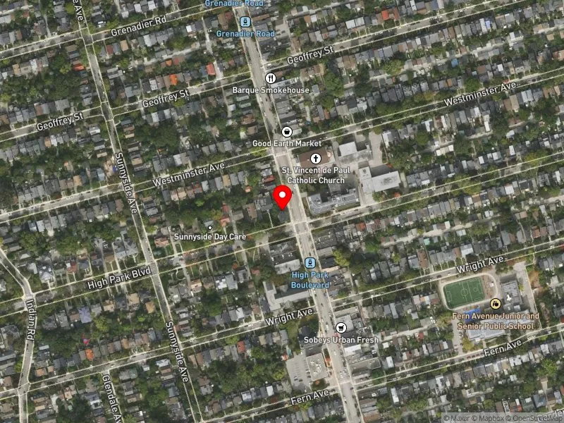 RentSafeTO apartment evaluation satellite view of 256 RONCESVALLES AVE in Parkdale-High Park, Toronto