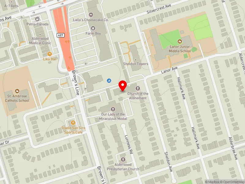 RentSafeTO apartment evaluation map view of 256 SHELDON AVE in Etobicoke-Lakeshore, Toronto
