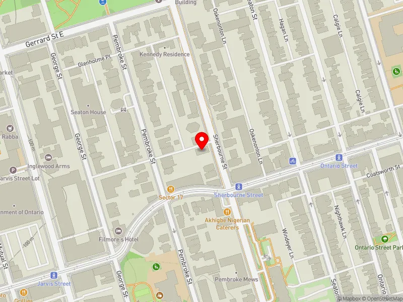 RentSafeTO apartment evaluation map view of 256 SHERBOURNE ST in Toronto Centre, Toronto