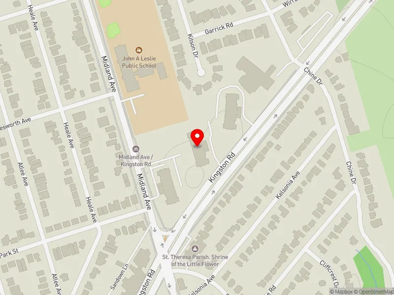 RentSafeTO apartment evaluation map view of 2560 KINGSTON RD in Scarborough Southwest, Toronto