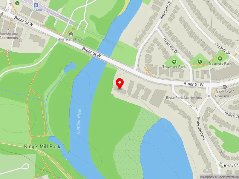 RentSafeTO apartment evaluation map view of 2561 BLOOR ST W in Parkdale-High Park, Toronto