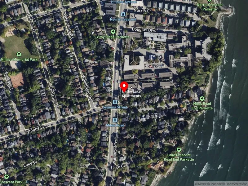 RentSafeTO apartment evaluation satellite view of 2561 LAKE SHORE BLVD W in Etobicoke-Lakeshore, Toronto