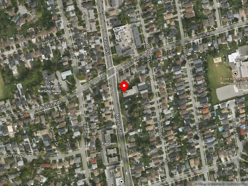 RentSafeTO apartment evaluation satellite view of 2567 KEELE ST in York South-Weston, Toronto