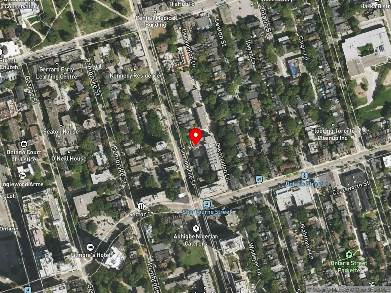 RentSafeTO apartment evaluation satellite view of 257 SHERBOURNE ST in Toronto Centre, Toronto