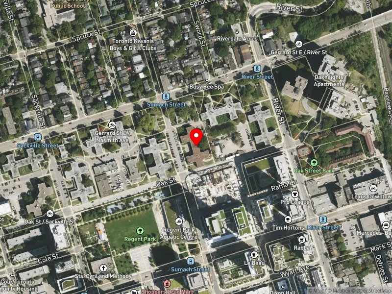 RentSafeTO apartment evaluation satellite view of 259 SUMACH ST in Toronto Centre, Toronto