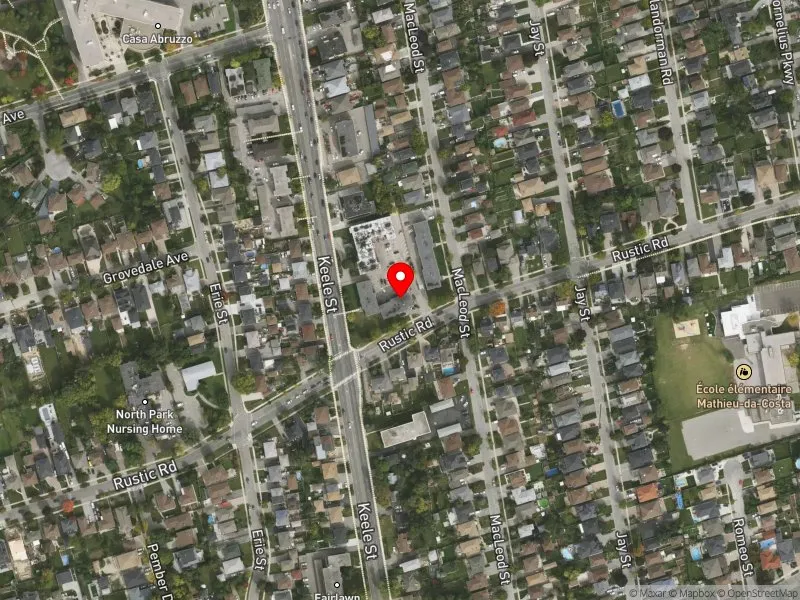 RentSafeTO apartment evaluation satellite view of 2595 KEELE ST in York South-Weston, Toronto