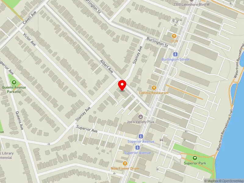 RentSafeTO apartment evaluation map view of 26 ALBERT AVE in Etobicoke-Lakeshore, Toronto