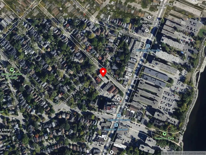 RentSafeTO apartment evaluation satellite view of 26 ALBERT AVE in Etobicoke-Lakeshore, Toronto