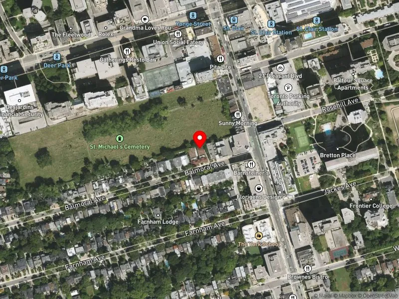 RentSafeTO apartment evaluation satellite view of 26 BALMORAL AVE in Toronto-St. Paul's, Toronto