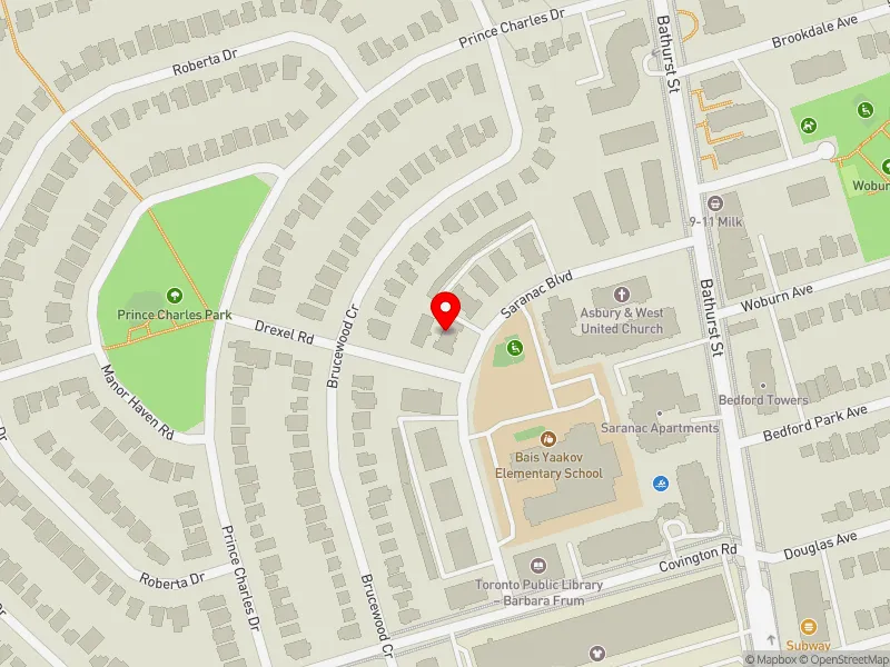 RentSafeTO apartment evaluation map view of 26 SARANAC BLVD in Eglinton-Lawrence, Toronto