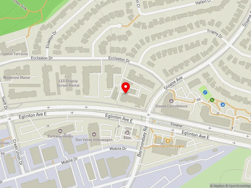 RentSafeTO apartment evaluation map view of 26 SLOANE AVE in Don Valley East, Toronto