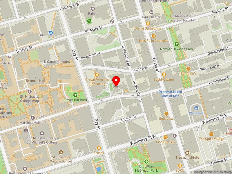 RentSafeTO apartment evaluation map view of 26 ST JOSEPH ST in Toronto Centre, Toronto