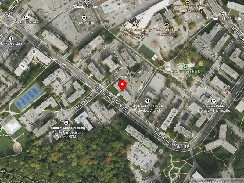 RentSafeTO apartment evaluation satellite view of 26 THORNCLIFFE PARK DR in Don Valley West, Toronto