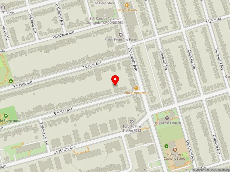 RentSafeTO apartment evaluation map view of 260 GAMBLE AVE in Toronto-Danforth, Toronto