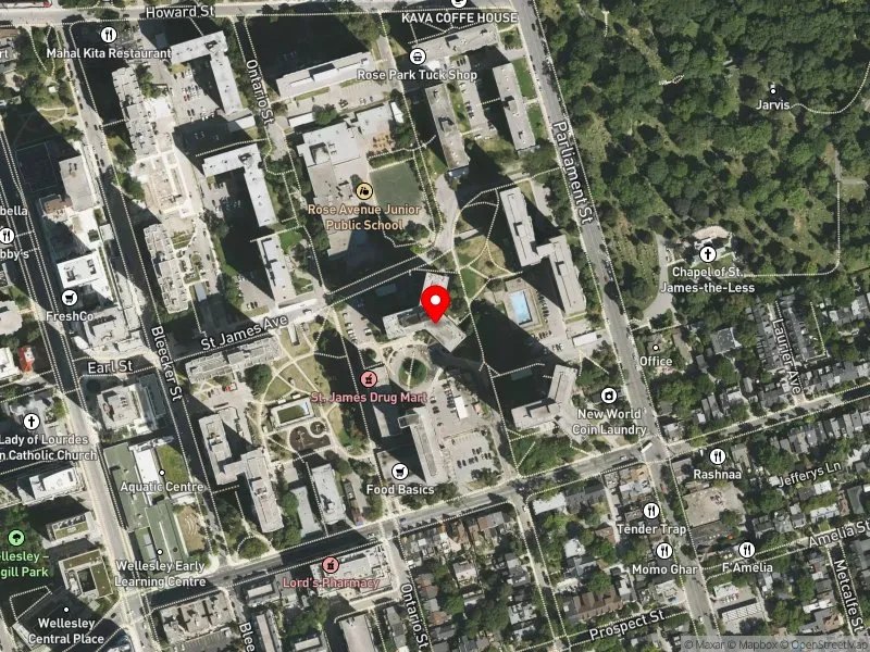 RentSafeTO apartment evaluation satellite view of 260 WELLESLEY ST E in Toronto Centre, Toronto