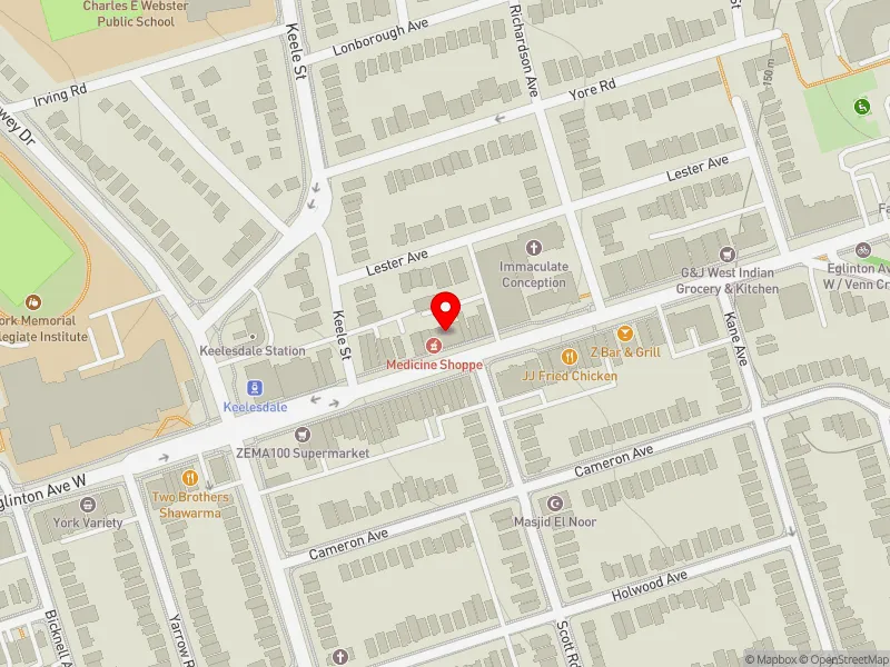 RentSafeTO apartment evaluation map view of 2600 EGLINTON AVE W in York South-Weston, Toronto