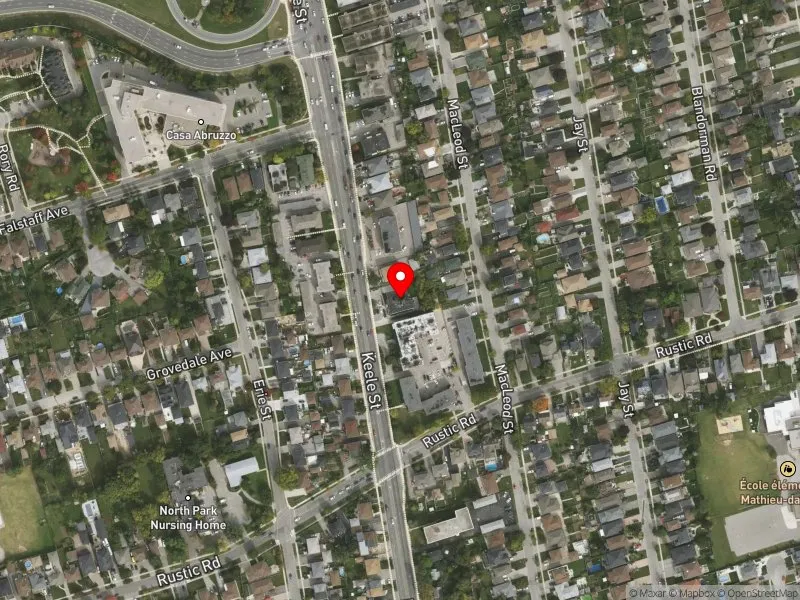 RentSafeTO apartment evaluation satellite view of 2605 KEELE ST in York South-Weston, Toronto