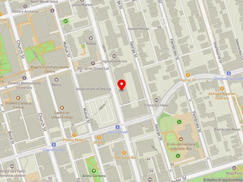 RentSafeTO apartment evaluation map view of 261 JARVIS ST in Toronto Centre, Toronto