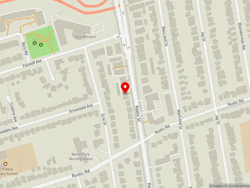 RentSafeTO apartment evaluation map view of 2616 KEELE ST in York South-Weston, Toronto