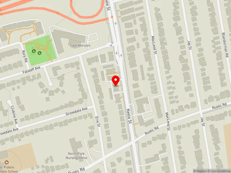 RentSafeTO apartment evaluation map view of 2618 KEELE ST in York South-Weston, Toronto