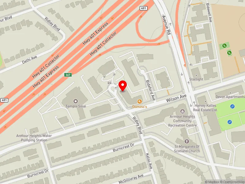 RentSafeTO apartment evaluation map view of 262 RIDLEY BLVD in Eglinton-Lawrence, Toronto