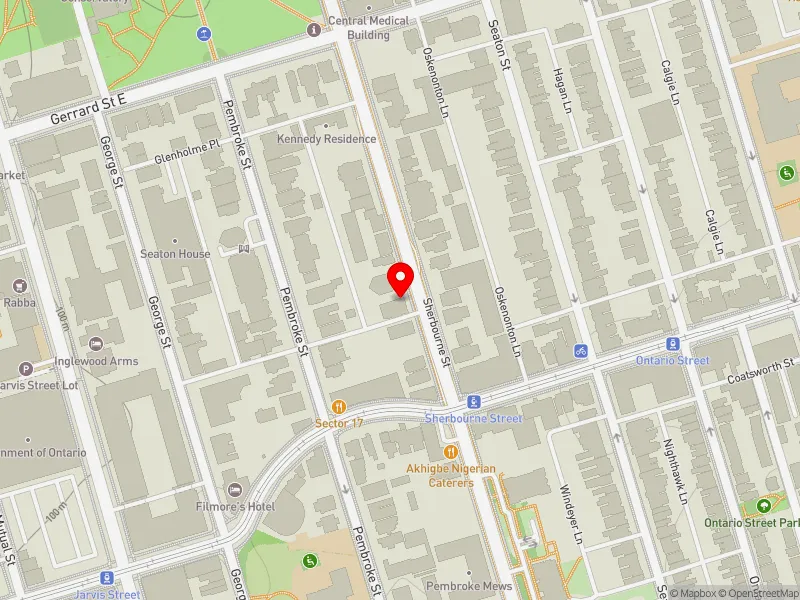 RentSafeTO apartment evaluation map view of 262 SHERBOURNE ST in Toronto Centre, Toronto