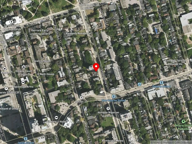 RentSafeTO apartment evaluation satellite view of 262 SHERBOURNE ST in Toronto Centre, Toronto