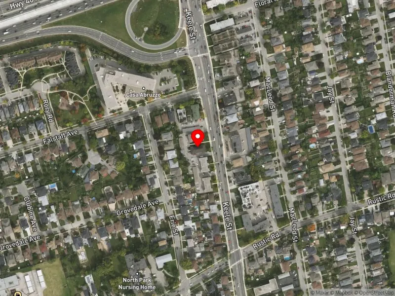RentSafeTO apartment evaluation satellite view of 2620 KEELE ST in York South-Weston, Toronto