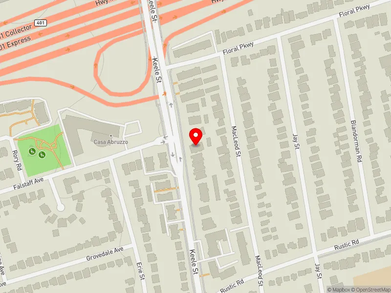 RentSafeTO apartment evaluation map view of 2623 KEELE ST in York South-Weston, Toronto