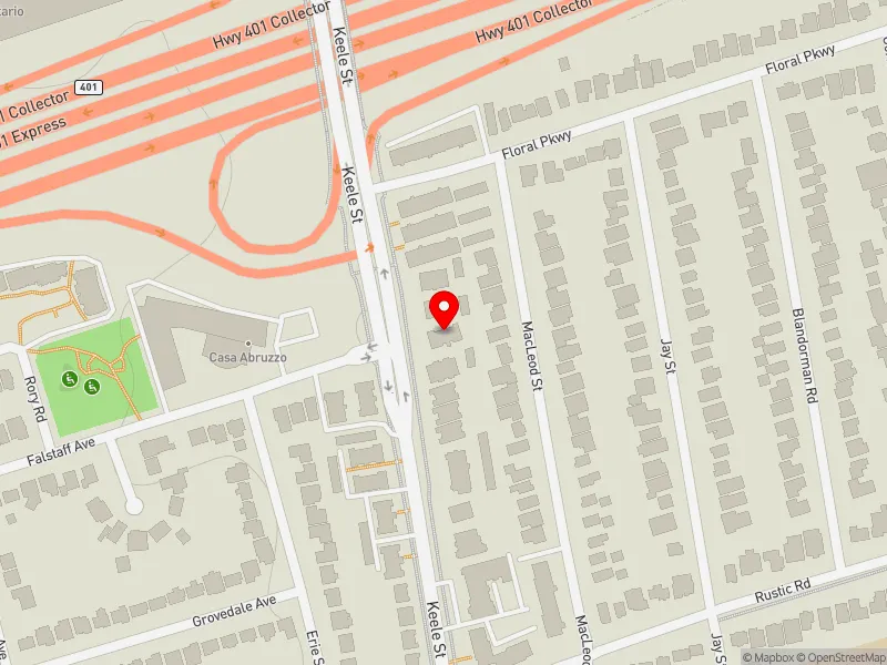 RentSafeTO apartment evaluation map view of 2625 KEELE ST in York South-Weston, Toronto