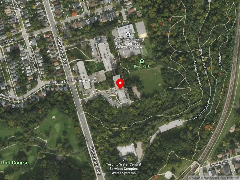 RentSafeTO apartment evaluation satellite view of 263 PHARMACY AVE in Scarborough Southwest, Toronto