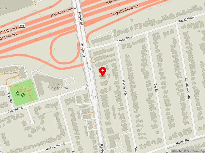 RentSafeTO apartment evaluation map view of 2637 KEELE ST in York South-Weston, Toronto
