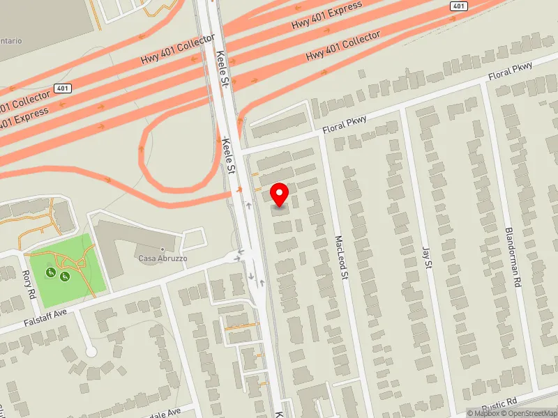 RentSafeTO apartment evaluation map view of 2639 KEELE ST in York South-Weston, Toronto