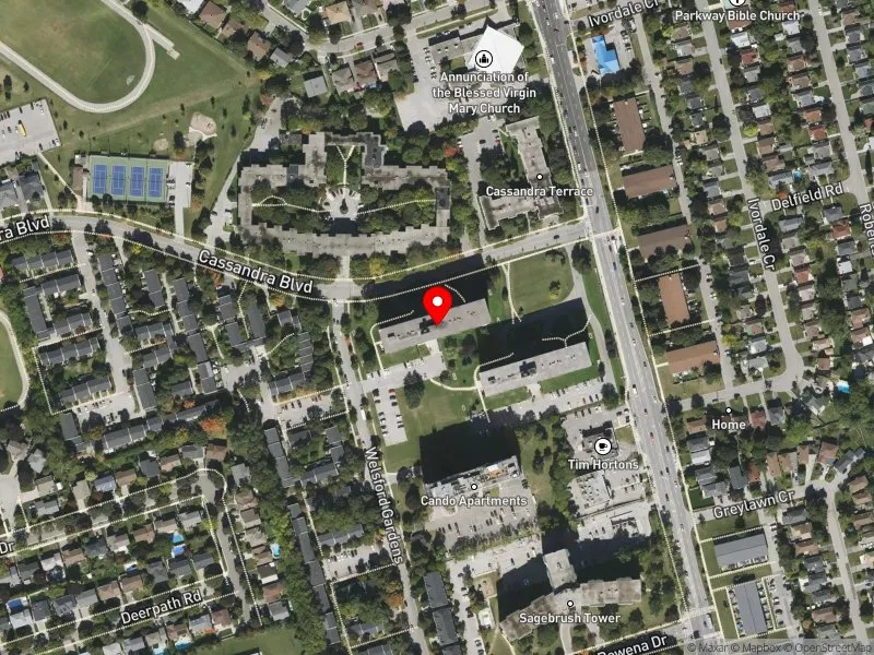RentSafeTO apartment evaluation satellite view of 265 CASSANDRA BLVD in Don Valley East, Toronto