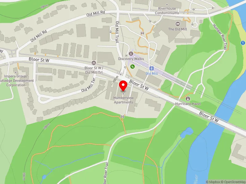 RentSafeTO apartment evaluation map view of 2651 BLOOR ST W in Etobicoke-Lakeshore, Toronto