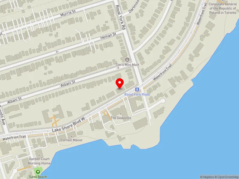 RentSafeTO apartment evaluation map view of 2660 LAKE SHORE BLVD W in Etobicoke-Lakeshore, Toronto