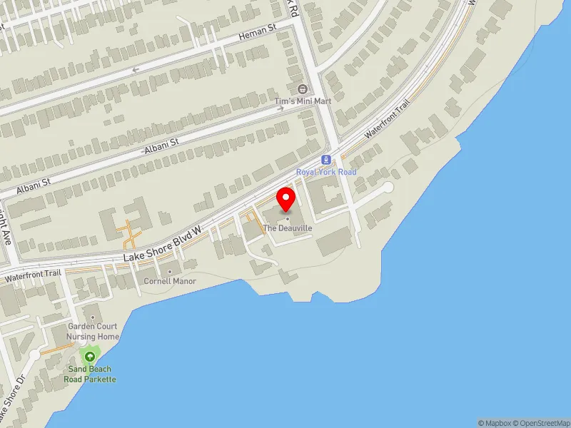 RentSafeTO apartment evaluation map view of 2663 LAKE SHORE BLVD W in Etobicoke-Lakeshore, Toronto