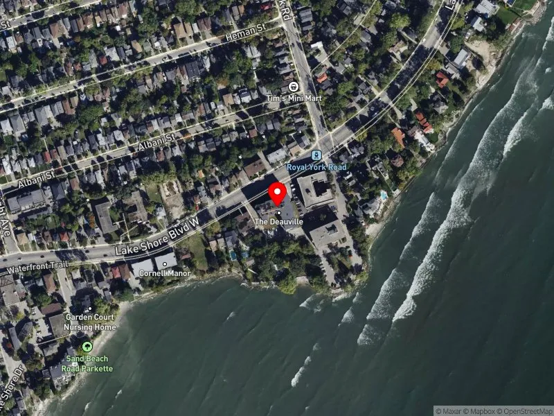 RentSafeTO apartment evaluation satellite view of 2663 LAKE SHORE BLVD W in Etobicoke-Lakeshore, Toronto