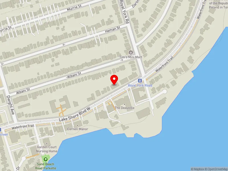 RentSafeTO apartment evaluation map view of 2666 LAKE SHORE BLVD W in Etobicoke-Lakeshore, Toronto