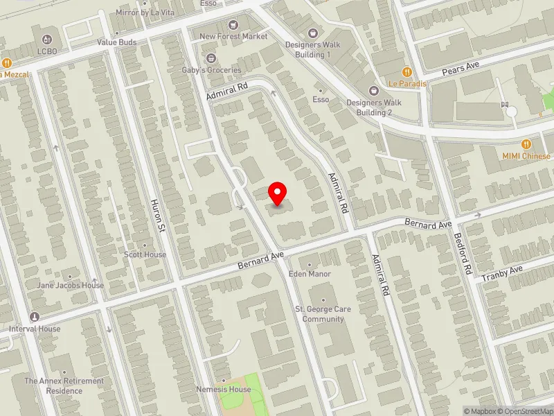 RentSafeTO apartment evaluation map view of 267 ST GEORGE ST in University-Rosedale, Toronto