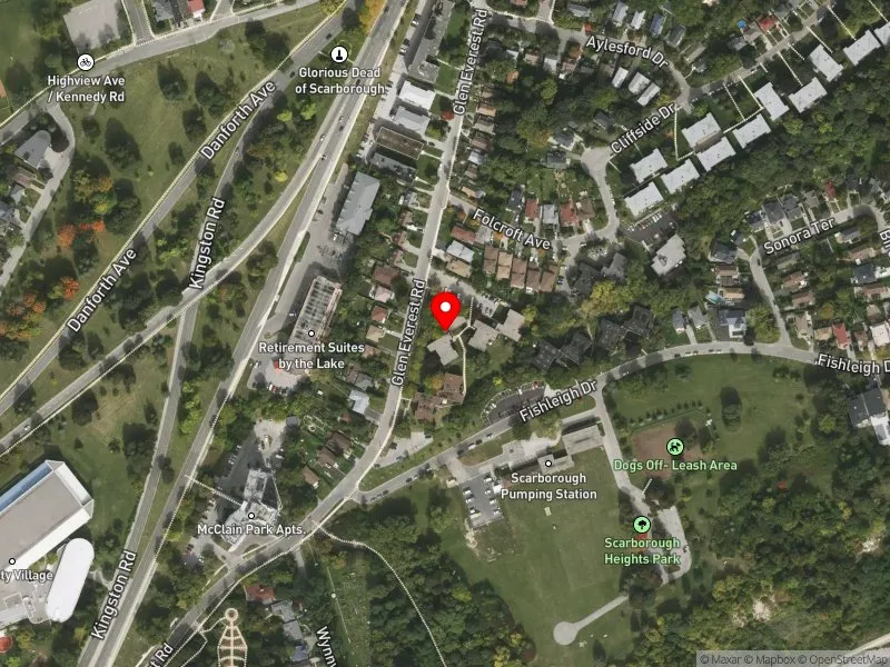 RentSafeTO apartment evaluation satellite view of 27 GLEN EVEREST RD in Scarborough Southwest, Toronto