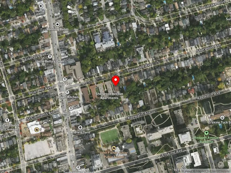 RentSafeTO apartment evaluation satellite view of 27 SHERWOOD AVE in Don Valley West, Toronto