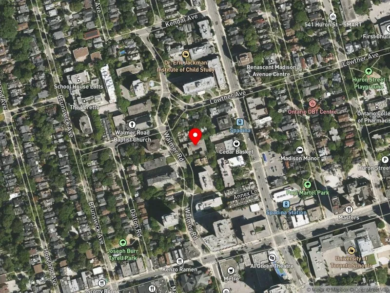 RentSafeTO apartment evaluation satellite view of 27 WALMER RD in University-Rosedale, Toronto