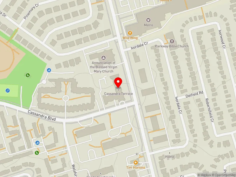 RentSafeTO apartment evaluation map view of 270 CASSANDRA BLVD in Don Valley East, Toronto